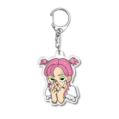 チラ見ちゃん / ぴんく Acrylic Key Chain