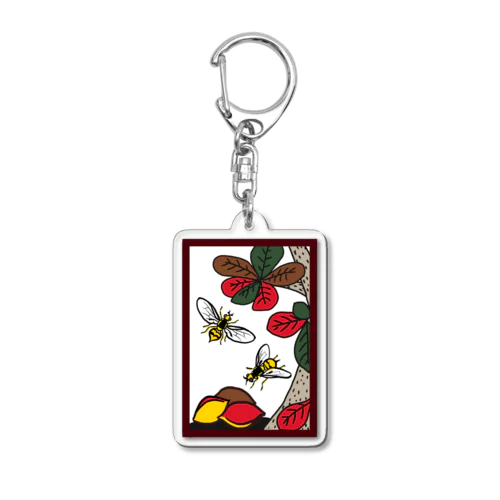 沖縄花札「桃玉名に蜜柑小実蝿」 Acrylic Key Chain