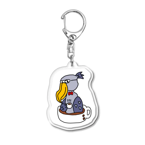 コーヒーカップinハシビロコウキーホルダー Acrylic Key Chain