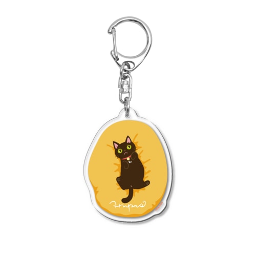 リールキーホルダーJ228☆ハンドメイド のんびり♡黒猫ちゃん 