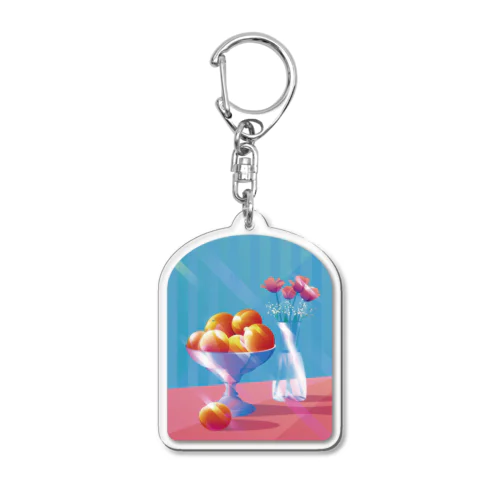 ピカピカオレンジとキラキラ花瓶のキーホルダー Acrylic Key Chain