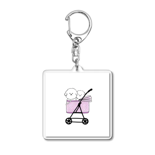 ベビーカーに乗ってるビション Acrylic Key Chain