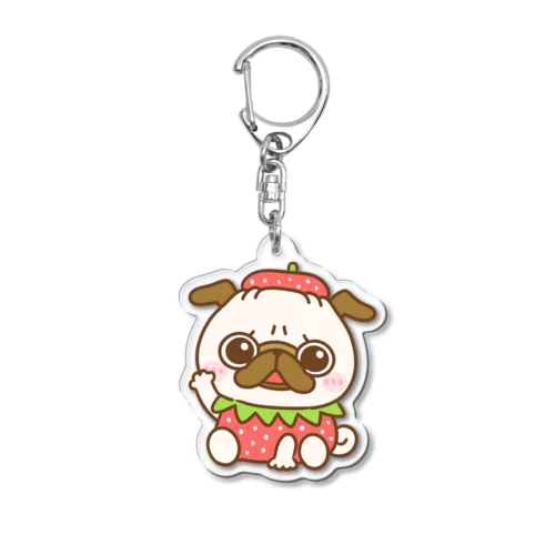 栃木のいちごパグちゃん Acrylic Key Chain