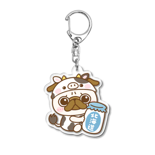 北海道♪牛さんパグちゃん Acrylic Key Chain