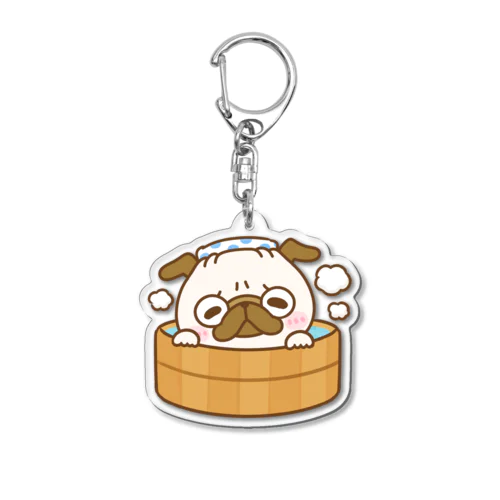 まったり温泉パグちゃん Acrylic Key Chain