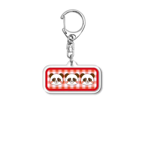 パンダちゃんとギンガムチェック(赤) Acrylic Key Chain