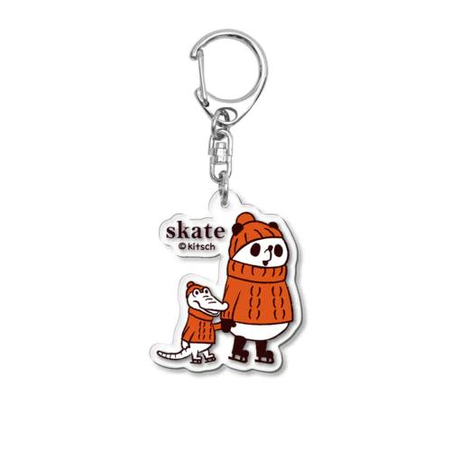 スケート　パンダのおはなし Acrylic Key Chain