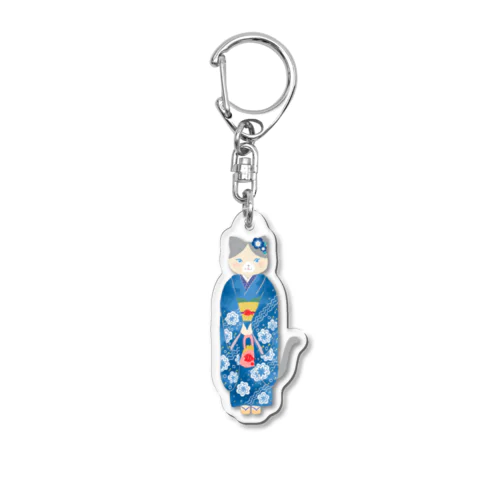 お着物ねこさん【おめかし動物シリーズ】 Acrylic Key Chain