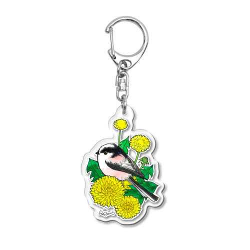 アクキー　エナガとたんぽぽ Acrylic Key Chain