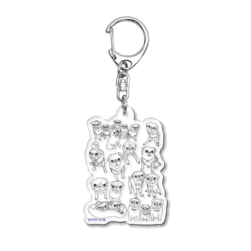 pugsたくさーん Acrylic Key Chain