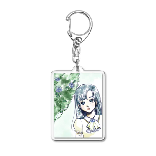 青薔薇と少女 Acrylic Key Chain