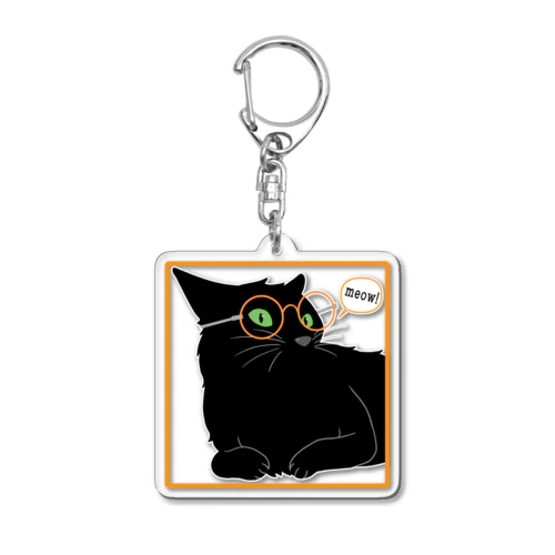 メガネ黒猫 Acrylic Key Chain