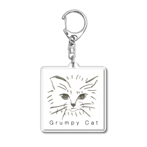 気難しいネコ”grumpy cat” アクリルキーホルダー