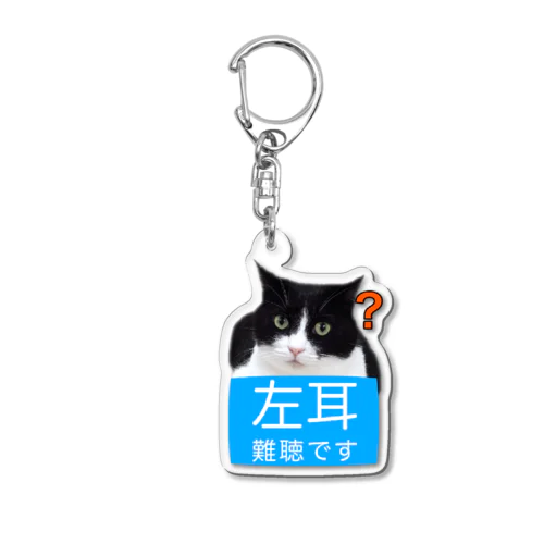 ハチワレ猫　左耳難聴　片耳難聴　突発性難聴　難聴者　難聴児 Acrylic Key Chain