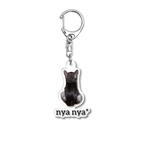 バックショットねこ(アンダーロゴ黒) Acrylic Key Chain