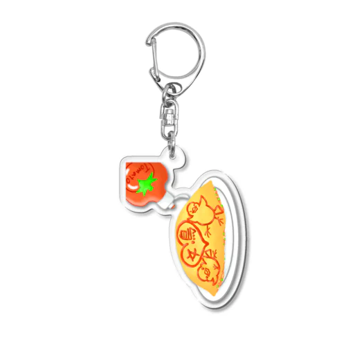 ラブ文鳥オムライス 縦長 Acrylic Key Chain