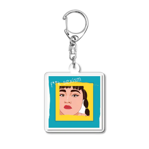 #黙らないどるちゃん + 「F**K SEXISM」 Acrylic Key Chain