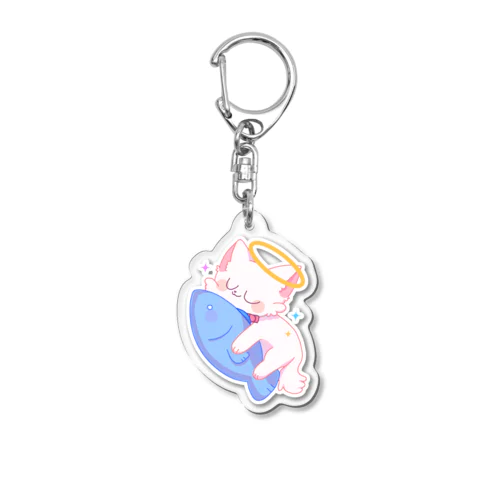 お魚大好きねこまるくん Acrylic Key Chain