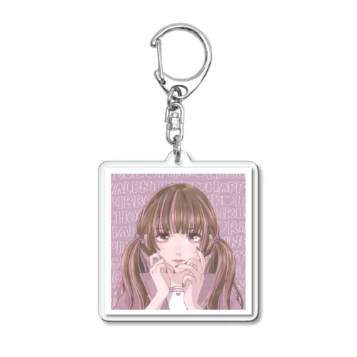 ピンクメッシュツインテールちゃん Acrylic Key Chain