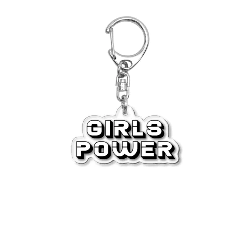 Girls power モノクロ アクリルキーホルダー