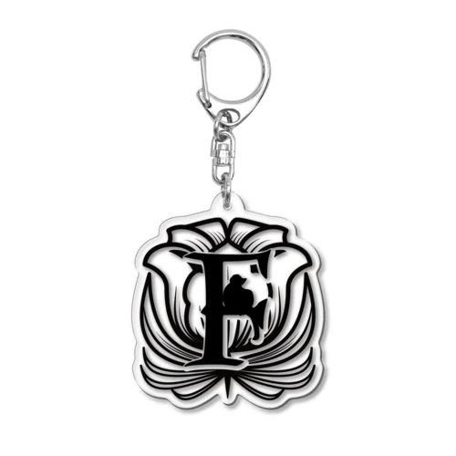 レトロネコアクキー　イニシャル F Acrylic Key Chain