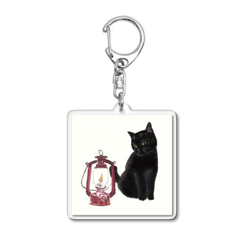 黒猫とランタン Acrylic Key Chain