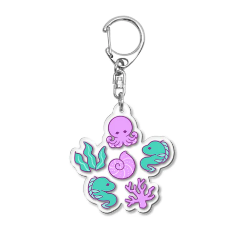 ウツボとタコと海の生き物たち Acrylic Key Chain