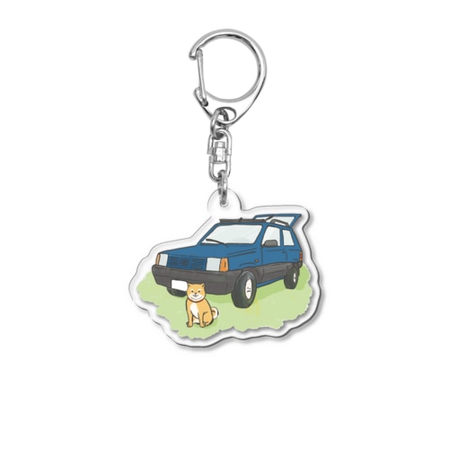 【青】ぱんだといぬ Acrylic Key Chain