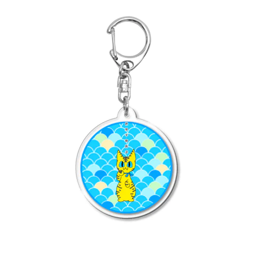 世界平和祈念招き猫(とら、丸に青海波) Acrylic Key Chain