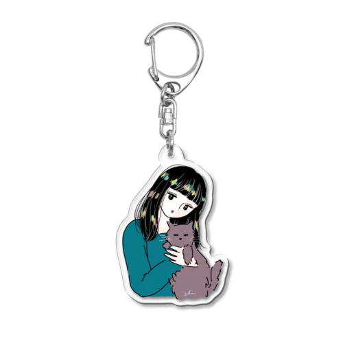 猫と人間 Acrylic Key Chain