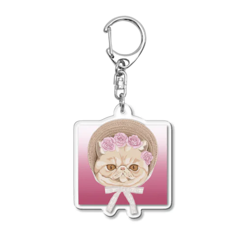 Exotic shorthair×ボンネット帽 Acrylic Key Chain