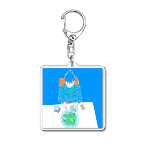 サラダ食べるのだ Acrylic Key Chain