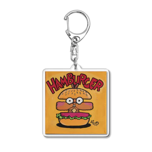 ハンバーガーのパティを食べたリス Acrylic Key Chain