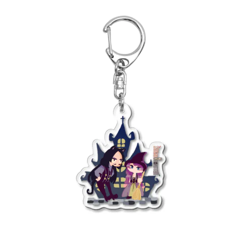 黒猫と魔女(ゴーストタウン) Acrylic Key Chain