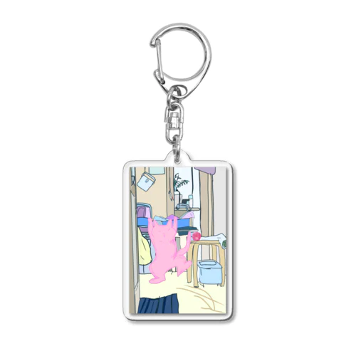 桃饅頭ちゃんとねこ 復活 Acrylic Key Chain