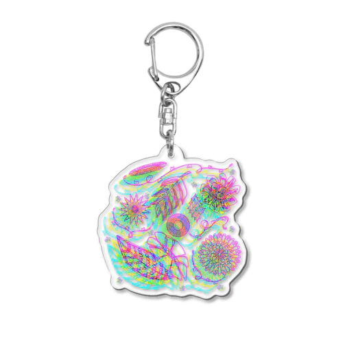 おはなとはっぱ　ぴんく Acrylic Key Chain