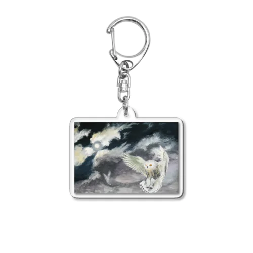 夜空に飛ぶ梟　-An owl flying in the night sky- Acrylic Key Chain