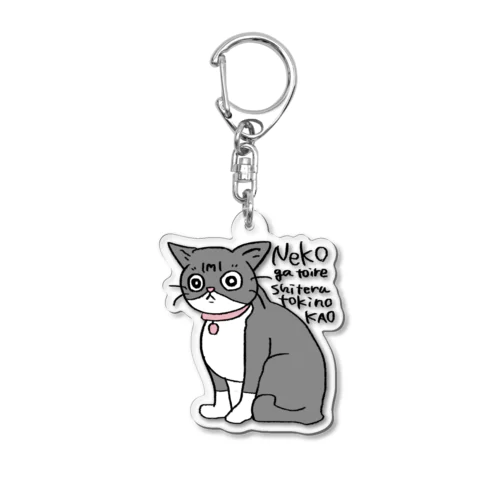 猫がトイレしてる時の顔 Acrylic Key Chain