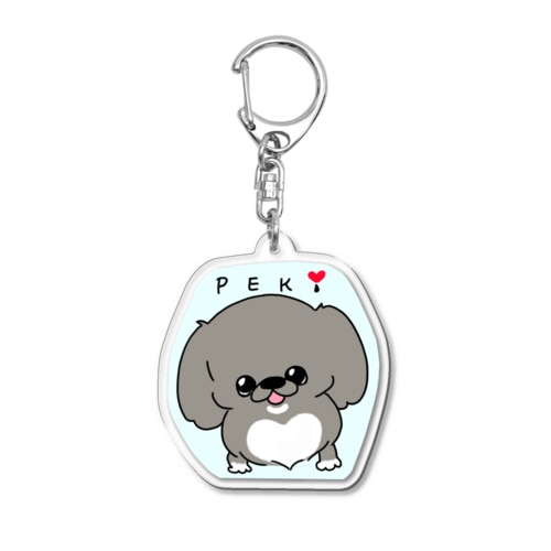 お胸がハートの黒ペキーホルダー Acrylic Key Chain