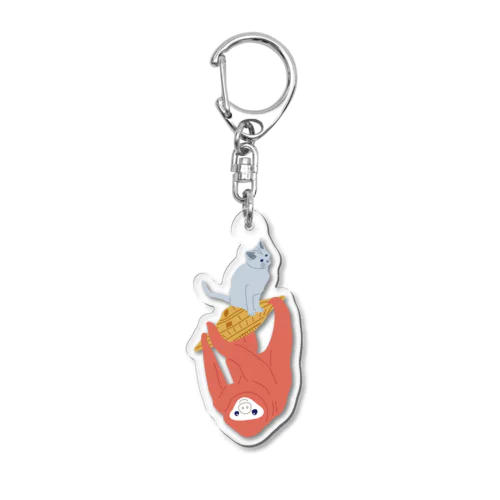 猫&ナマケモノ⇒UFO捕獲編 Acrylic Key Chain