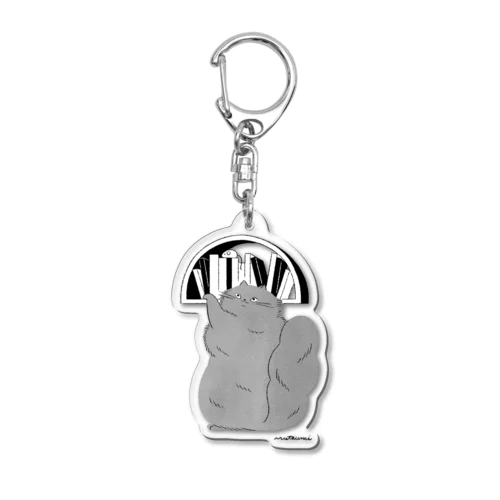 ねこの本棚（グレー） Acrylic Key Chain