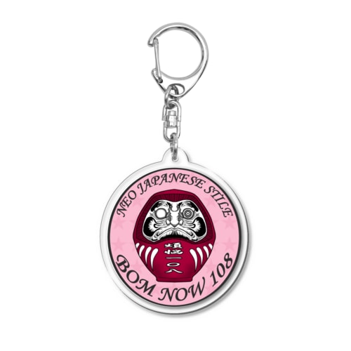 隈取り達磨ピンク背景 Acrylic Key Chain