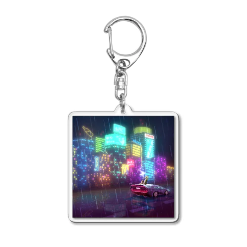 Cyberpunk City Acrylic Key Chain