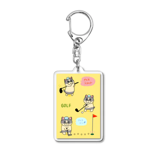 ゴルフをするゴルフ犬（フレンチブルドッグ） Acrylic Key Chain