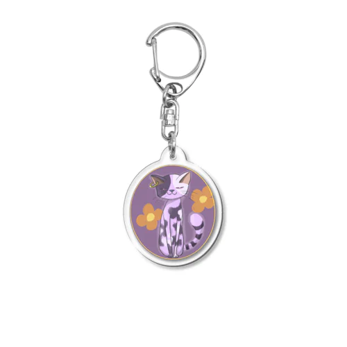 牛柄の猫ちゃん Acrylic Key Chain