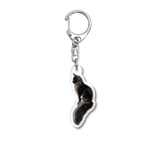 フサフサの黒猫 Acrylic Key Chain