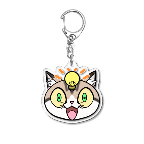 ねこ(キジ)Face100 ピン! Acrylic Key Chain