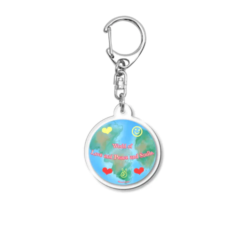 World of Love＆Peace＆SmileーPinkー Acrylic Key Chain