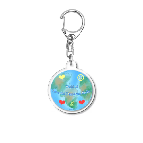 World of Love＆Peace＆SmileーBlueー Acrylic Key Chain