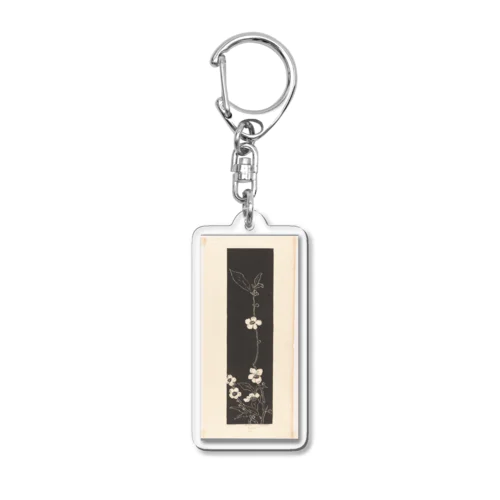 白と黒　花模様　B002 Acrylic Key Chain